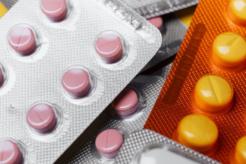 Antibiotic pills on blister packs supplied to pharmacies in Ethiopia