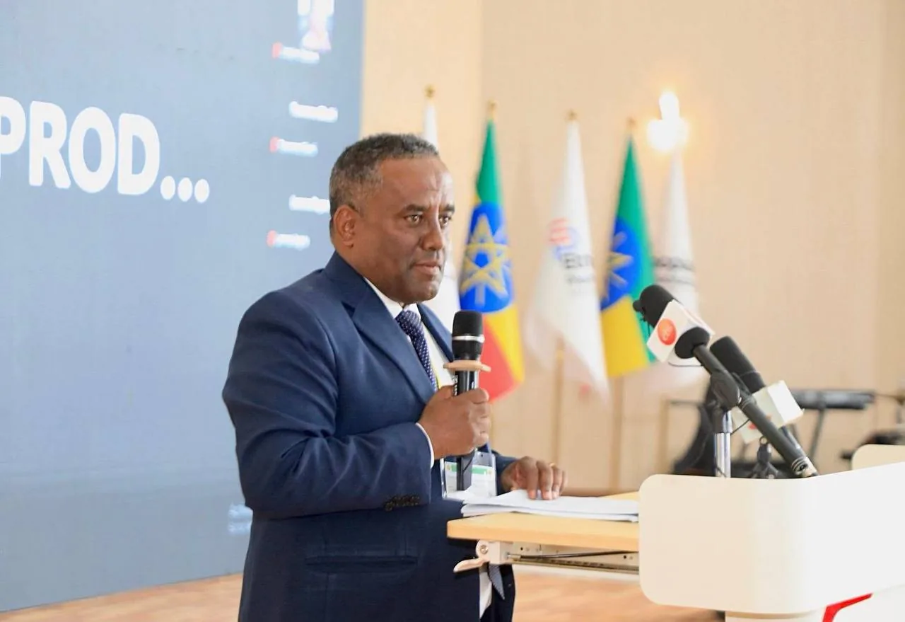 Opening address at the 46th EPA Annual Scientific Conference Speaker delivering an address at the podium during the 46th EPA Annual Scientific Conference in Addis Ababa