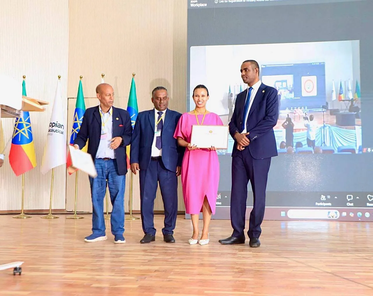 LifeCare receives the EPA Certificate of Recognition LifeCare representative receiving the Certificate of Recognition on stage from Ethiopian Pharmaceutical Association officials